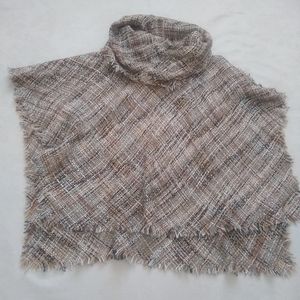 Heidi Hess tweed knit plaid poncho cape kimono